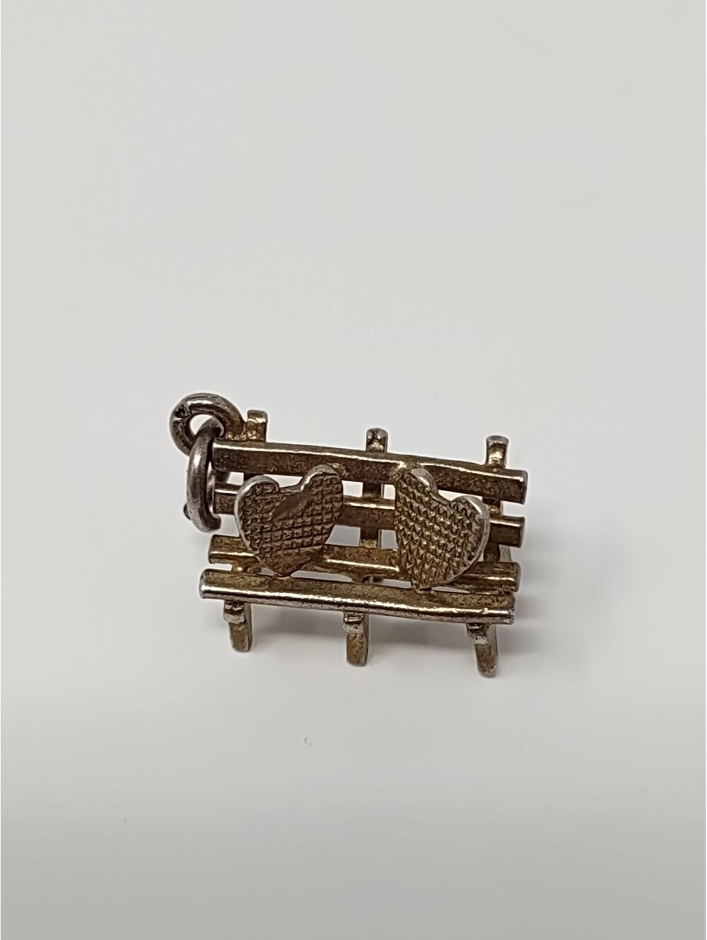 VTG J.M. Fisher Sterling Silver 925 Lovers Heart Bench Charm